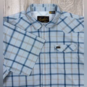 Howler Bros Plaid Snap Button Shirt XL Blue